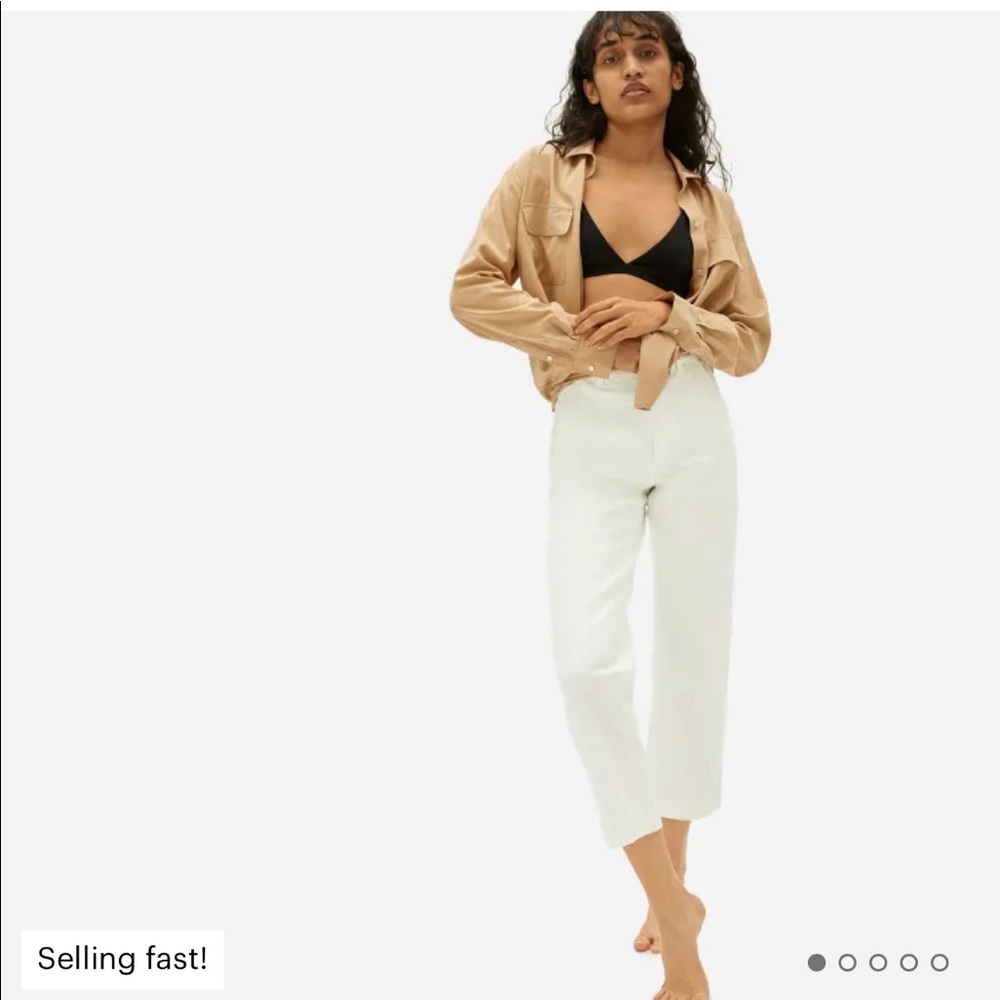 Everlane straight leg crop pants in stone